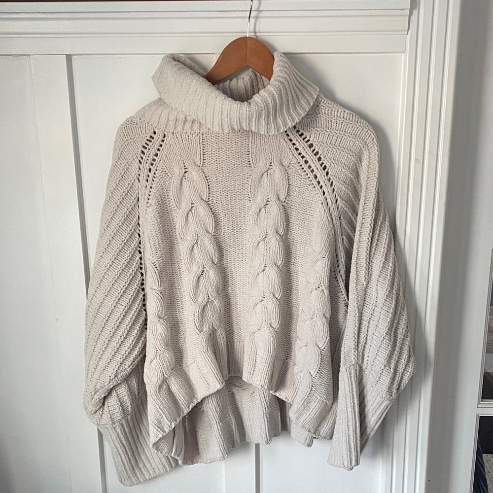moon & madison Cream Cable Knit Turtleneck Sweater